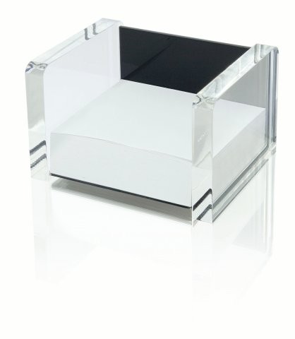 Zettelbox Wedo Acryl Exklusiv glasklar/schwarz mit 500 Blatt Papier 90x90mm 11,6x9,9x7,5cm