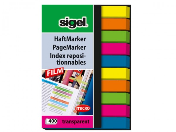 Haftmarker-Film Sigel 6x50mm trans. 2x5 Farben micro