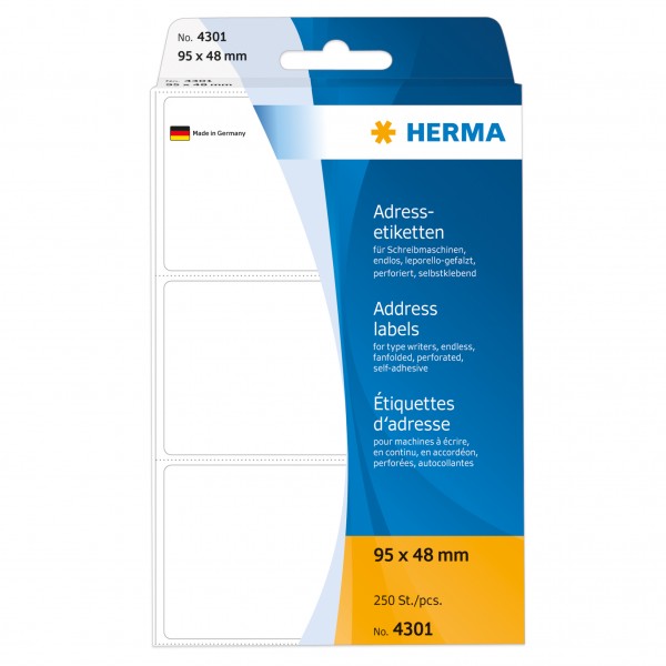 Adreßetiketten Herma 95x48-lepor. 250ST/PG