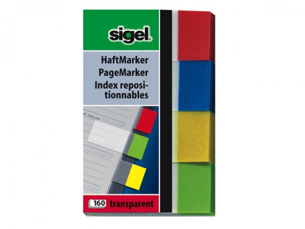 Haftmarker-Set Sigel 80x50-transp. grün/gelb/blau/rot