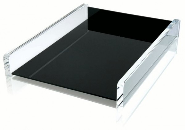Briefablage Wedo A4 Acryl Exklusiv glasklar/schw. stapelbar 31,0x24,2x4,8cm