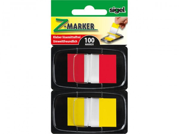 Haftmarker Sigel 25x43mm Z-Marker rot+gelb 100Bl. Color-Tip