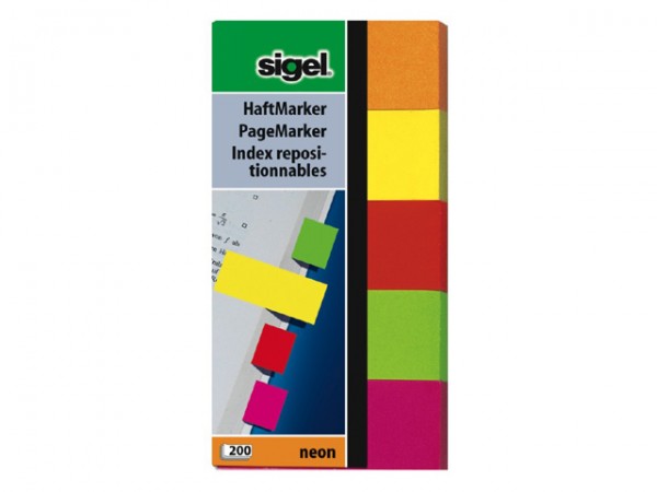 Haftmarker-Set Sigel 100x50-neon 5 Farben