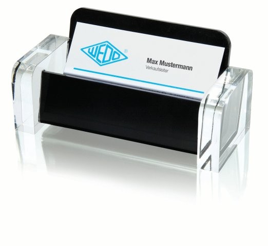 Visitenkartenhalter Wedo Acryl Exklusiv klar/schw. für Karten bis 9cm