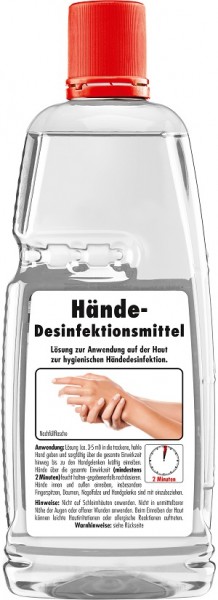 Hände Desinfektionsmittel 1L zur Anwendung auf der Haut zur hygienischen Händedesinfektion 1l Flasch