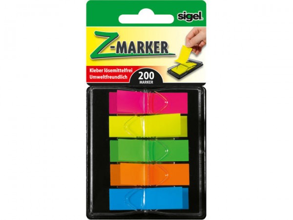 Haftmarker Sigel Z-Marker 5x Mini 12x45mm 200Bl. neonrot/gelb/grün/orange/blau