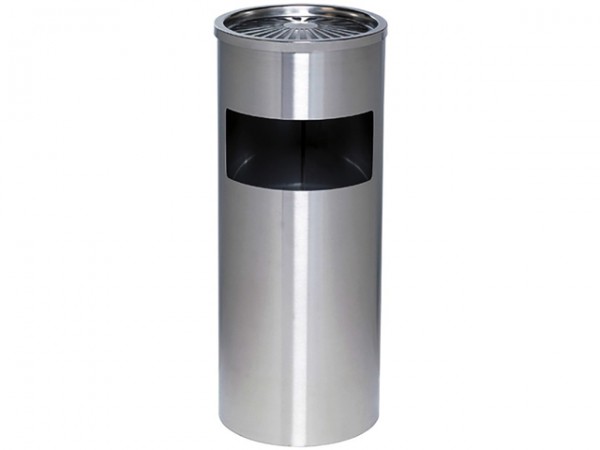 Standascher Alco kunststoffbeschichtet Silber runde Form; H61 cm, Durchmesser 25 cm